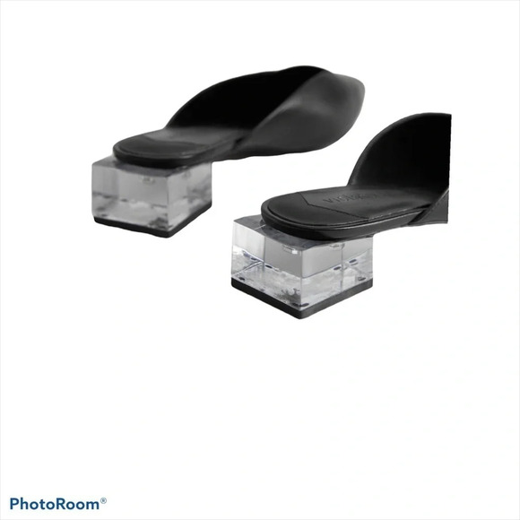 Mango Violeta black leather geometric  clear heels mules Sz 40 - Picture 3 of 16